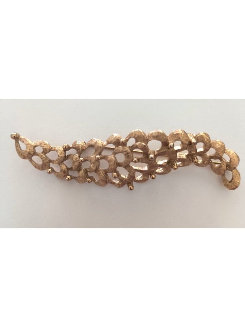 Vintage Monet Gold-Tone Openwork Floral Brooch Pin With Textured Finish Leaf Mot
